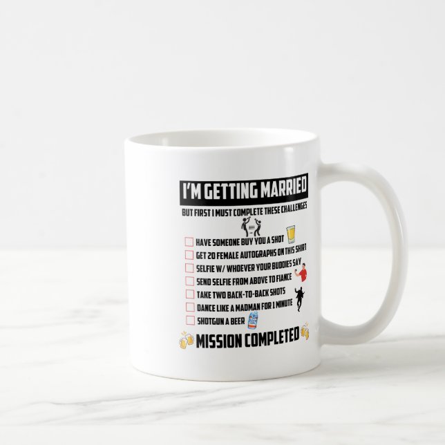 Taza De Café Desafíos del bachiller Party - Gracioso Groom Chal (Derecha)
