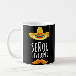 Taza De Café Desarrollador principal Sombrero y Mustache