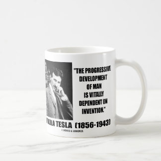 Taza De Café Desarrollo progresivo de Nikola Tesla de la cita