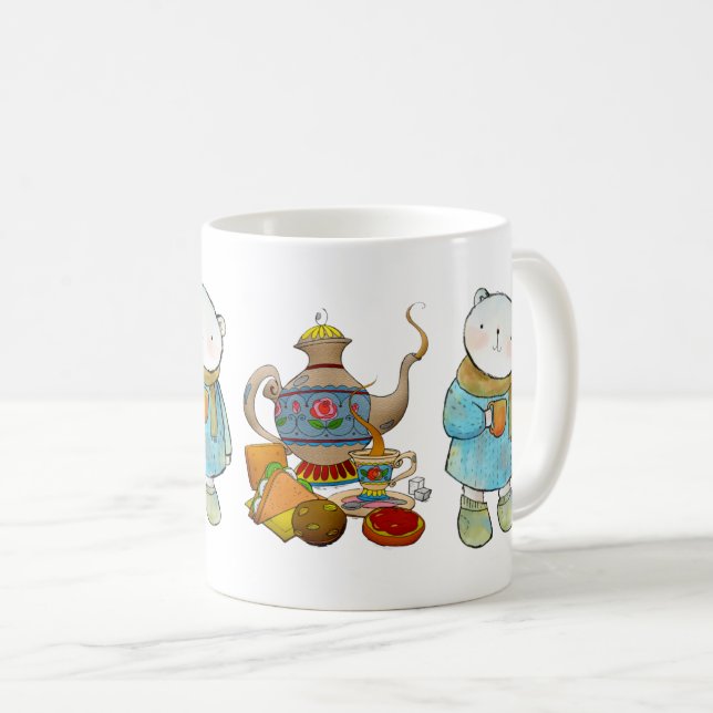 Taza De Café Desayuno con té - Diseño azul helado (Anverso derecho)