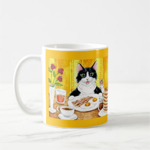 Taza De Café Desayuno de gato lindo tazón de café