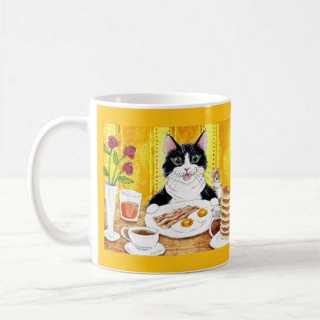 Taza De Café Desayuno de gato lindo tazón de café (Izquierda)