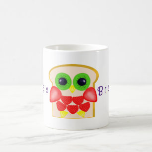 Taza De Café Desayuno de pan con frutas de búho