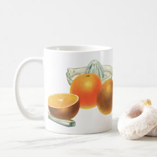 Taza De Café Desayuno exprimidor de naranjas maduras, fruta de