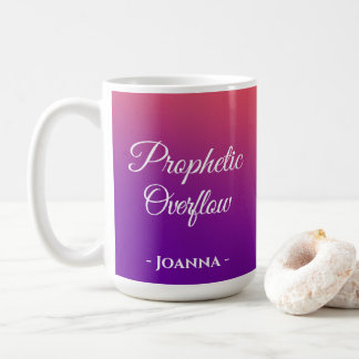 Taza De Café Desbordamiento profético personalizado morado y ro