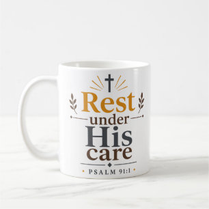 Taza De Café Descansar Bajo Su Cuidado Versículo Bíblico Cristi
