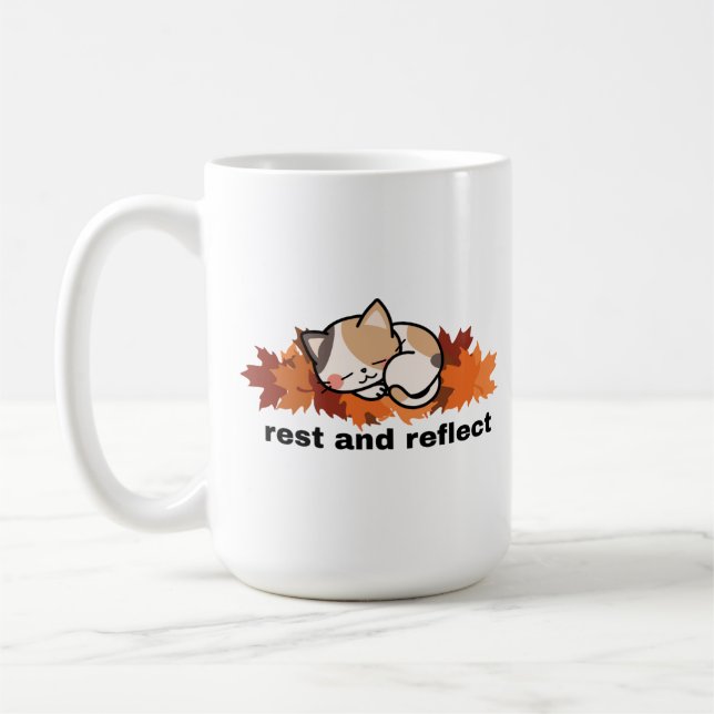 Taza De Café descansar & reflexionar gato de otoño (Izquierda)