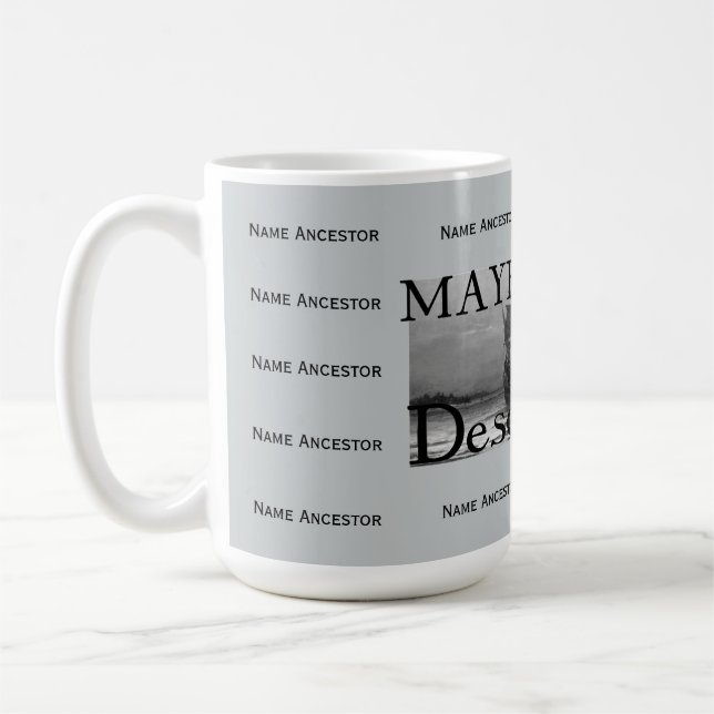 Taza De Café Descendiente w/Room de Mayflower para 14 nombres (Izquierda)