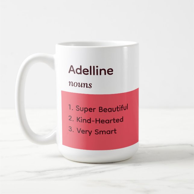 Taza De Café Descripciones simples de nombres en blanco rosa (Izquierda)