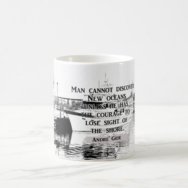 Taza De Café Descubre nuevos océanos — cita de Andre Gide - bar (Centro)