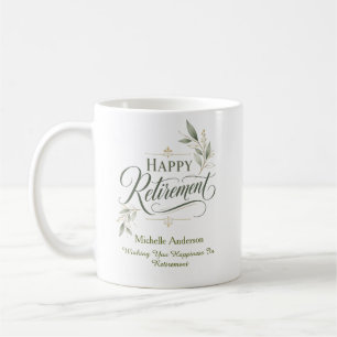 Taza De Café Deseándole Felicidad En La Jubilación Personalizad