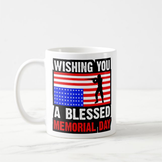 Taza De Café Deseándole un Memorial Day Bendito (Izquierda)