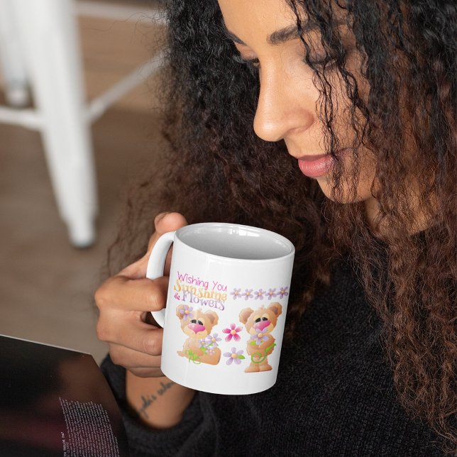 Taza De Café Deseándote Sunshine Y Flores Café Mug (Subido por el creador)