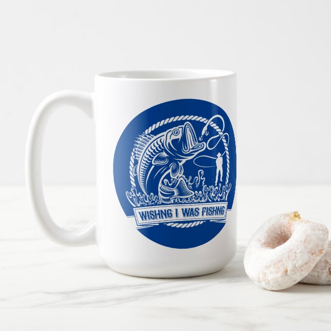 Taza De Café Desearía Estar Pescando (Con donut)