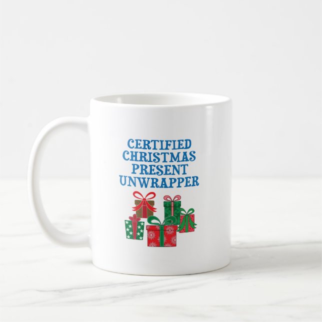 Taza De Café Desempaquetador certificado de regalo de Navidad (Izquierda)