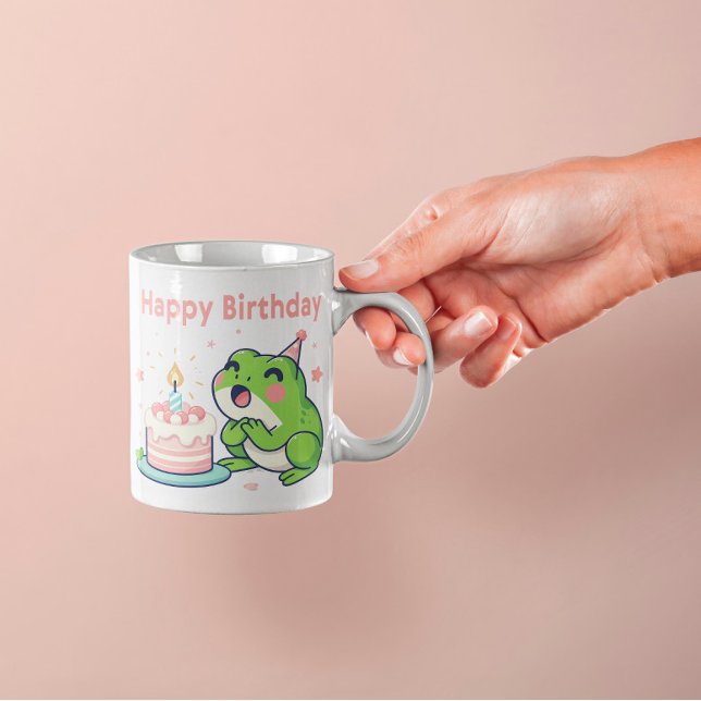 Taza De Café Deseos de cumpleaños agitados: Mugre de rana adora (Happy birthday Mug for frog lovers)
