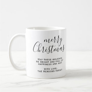 Taza De Café Deseos de Feliz Navidad en guión Blanco y Negro
