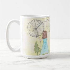 Taza De Café Deseos en una niñita de diente de león