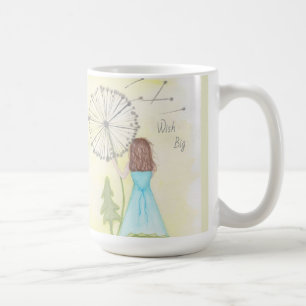 Taza De Café Deseos en una niñita de diente de león