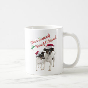 Taza De Café Deseos lisos del navidad del fox terrier del