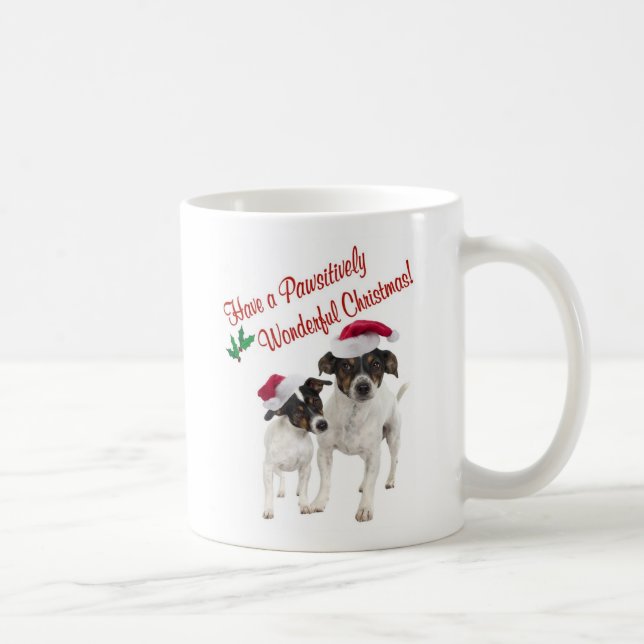 Taza De Café Deseos lisos del navidad del fox terrier del (Derecha)