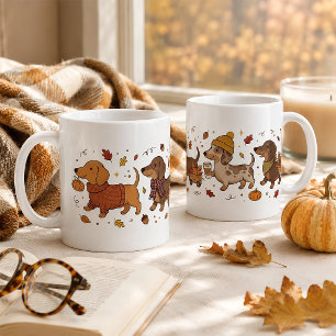 Taza De Café Desfile de Dachshund Otoñal Amante de Perros Dachs