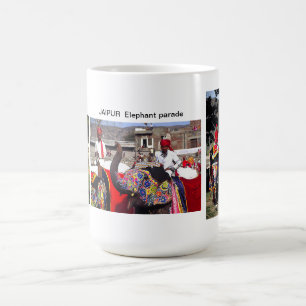 TAZA DE CAFÉ DESFILE JAIPUR LA INDIA DEL ELEFANTE