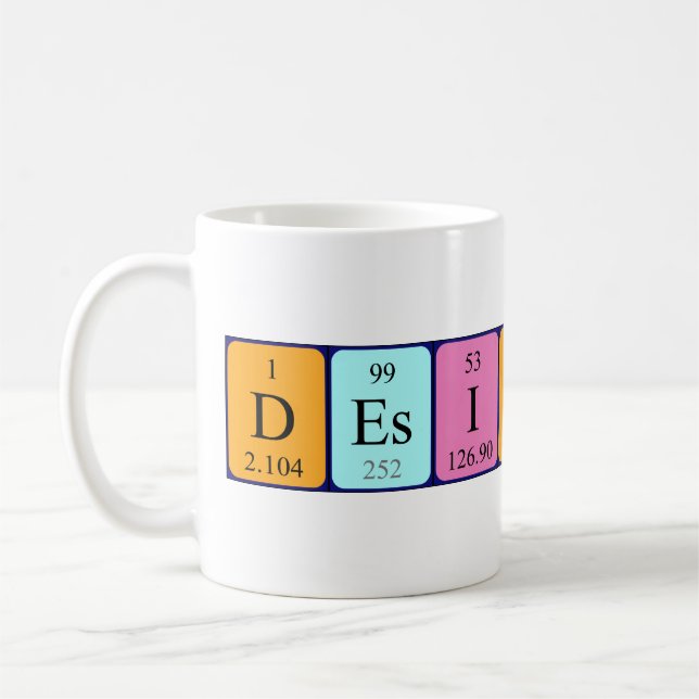 Taza De Café Desiderio nombre de tabla periódica mug (Izquierda)