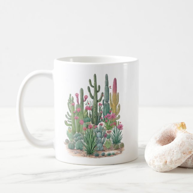 Taza De Café Desierto de Cactus (Con donut)