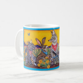 Taza De Café Desierto de Coyote Whimsical y Colorido de los Ani