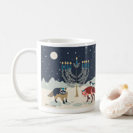 Taza De Café Desierto de Menorah de los animales de Jánuca