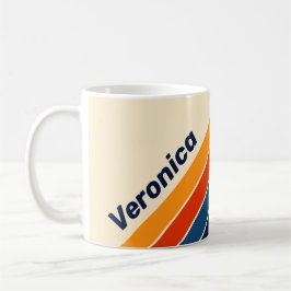Taza De Café Desierto Retro Arcoíris Rayado con Nombre
