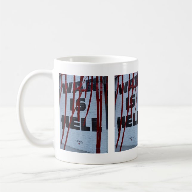 Taza De Café Design Vermelho de Expressão Urbana War is Hell  (Izquierda)