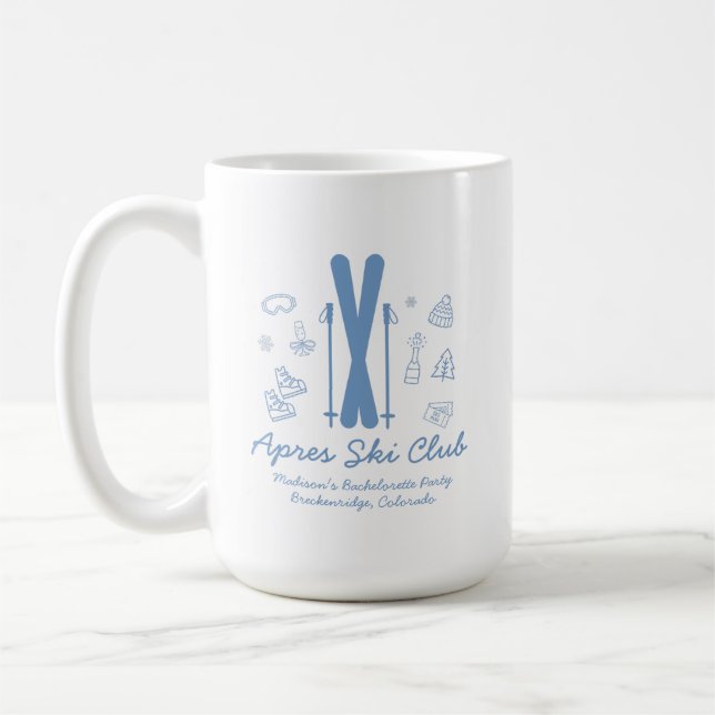 Taza De Café Despedida de soltera de esquí Último brindis Azul  (Izquierda)