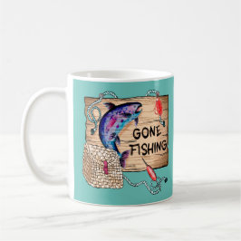 Taza De Café Despegado Pesca paro de café azul
