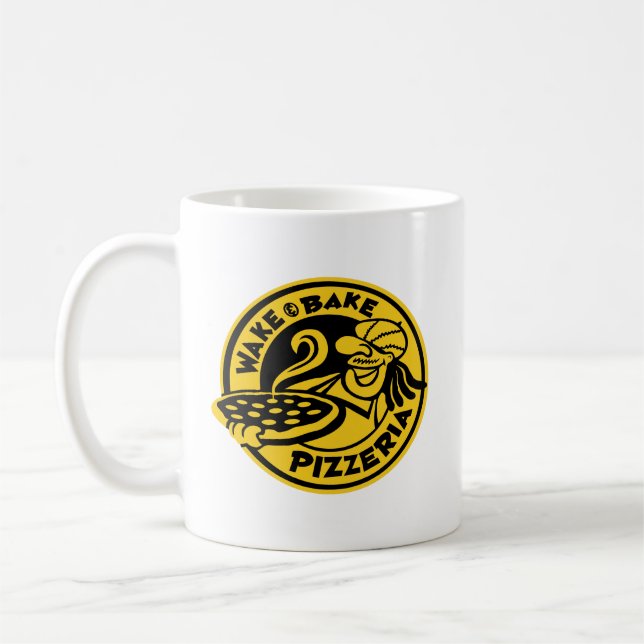 Taza De Café Despertar y hornear pizza café Mug (Izquierda)