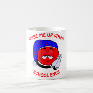 Taza De Café Despiértame cuando la escuela termine la emoji gra