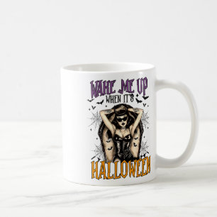 Taza De Café Despiértame cuando sea Halloween Funny Witch Hallo