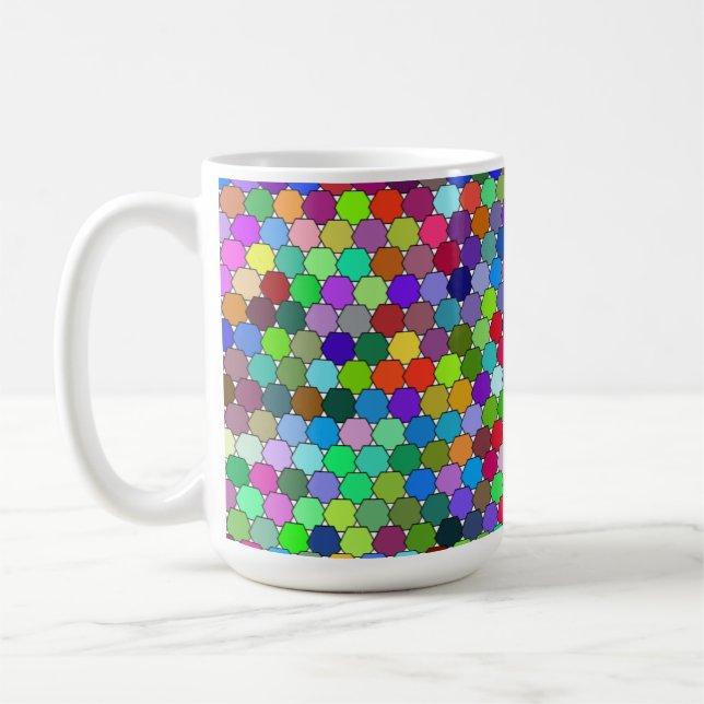 Taza De Café Desplazamiento de Hexagons 15oz Mug (Izquierda)