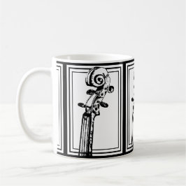 Taza De Café Desplazamiento de violín blanco y negro con líneas