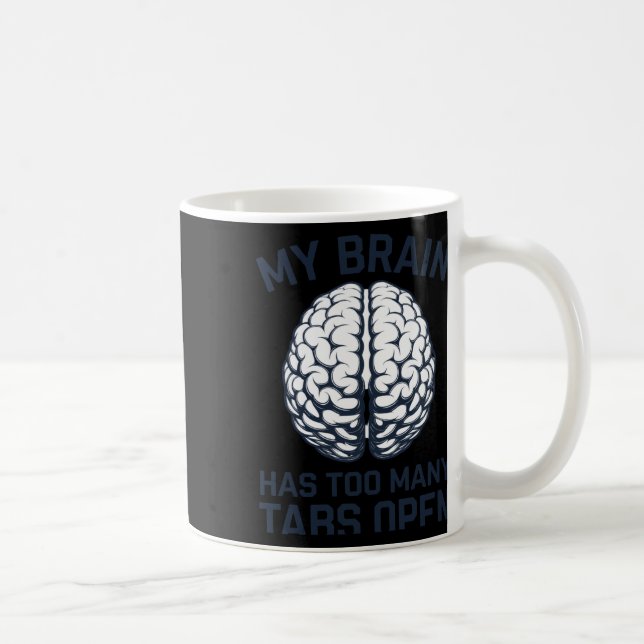 Taza De Café Desquiciado - Mi Cerebro Tiene Demasiadas Tabletas (Derecha)