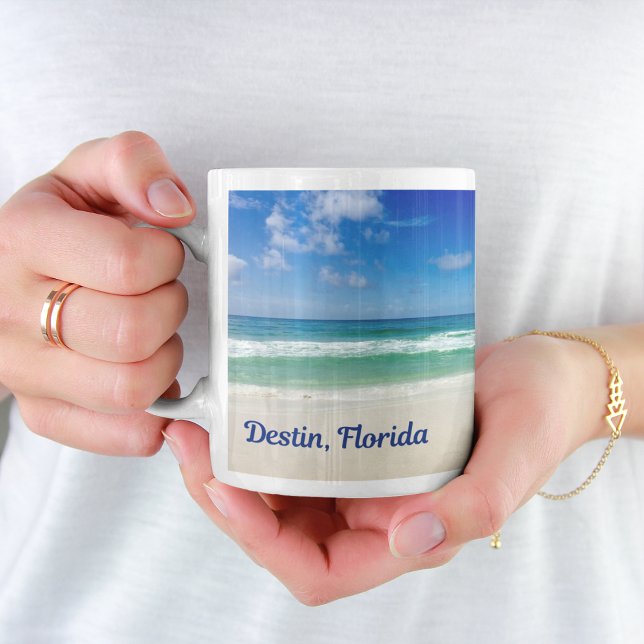 Taza De Café Destin Florida Hermosa playa Monograma Océano (Subido por el creador)