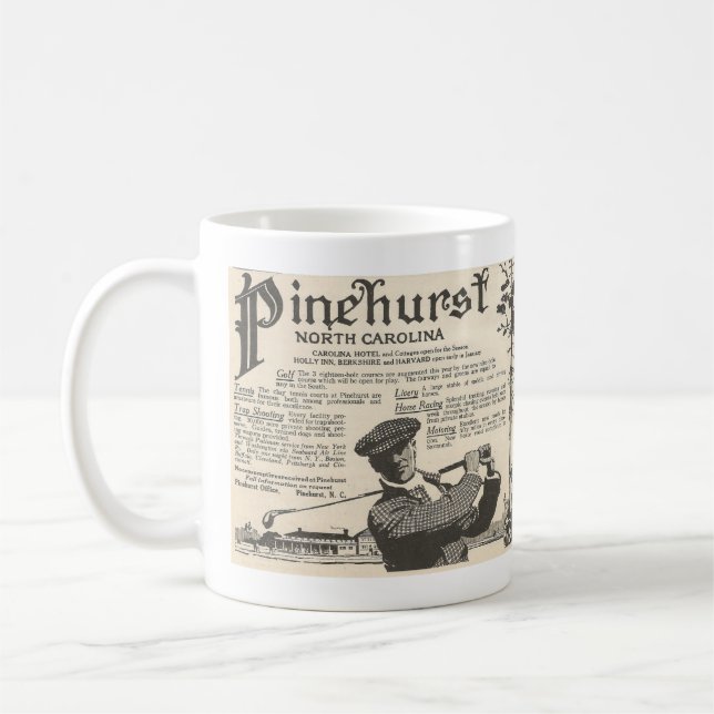 Taza De Café Destino turístico de golf NC 1916 Ad PINEHURST (Izquierda)