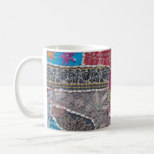 Taza De Café Detalle de cierre de alfombras de mosaico colorido