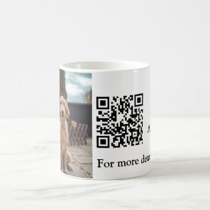 Taza De Café Detalles sencillos del nombre del animal código QR