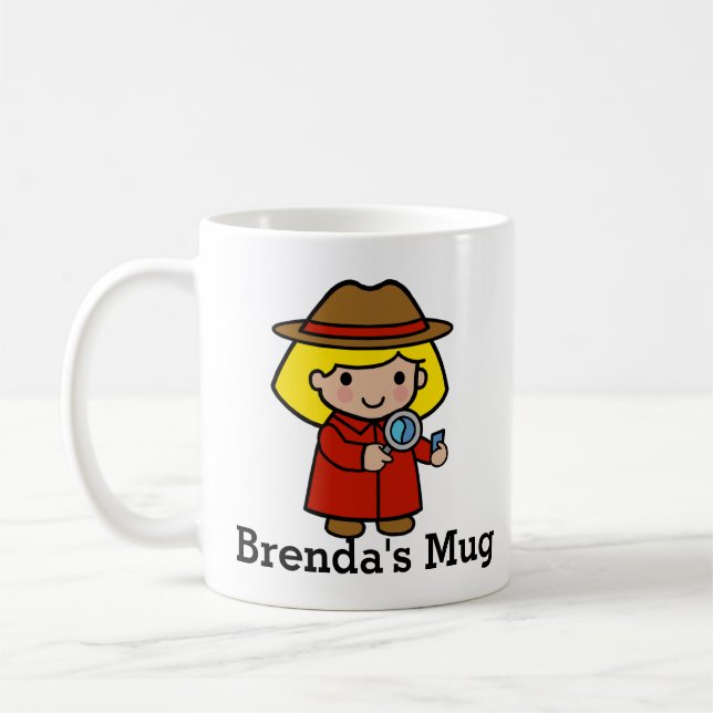 Taza De Café Detective chica con vidrio de aumento (Izquierda)