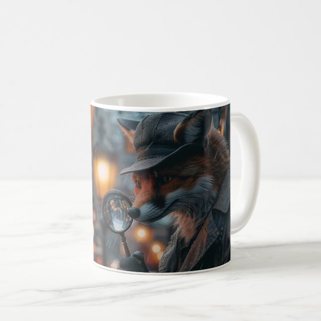 Taza De Café detective de Sly fox en un ambiente de noir (Anverso derecho)