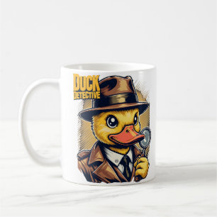 Taza De Café Detective del pato retro en frases amarillas