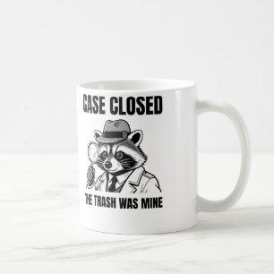 Taza De Café Detective Mapache "Caso Cerrado" Humor Gráfico