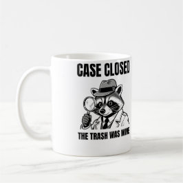 Taza De Café Detective Raccoon "Case Closed" Humor Graphic